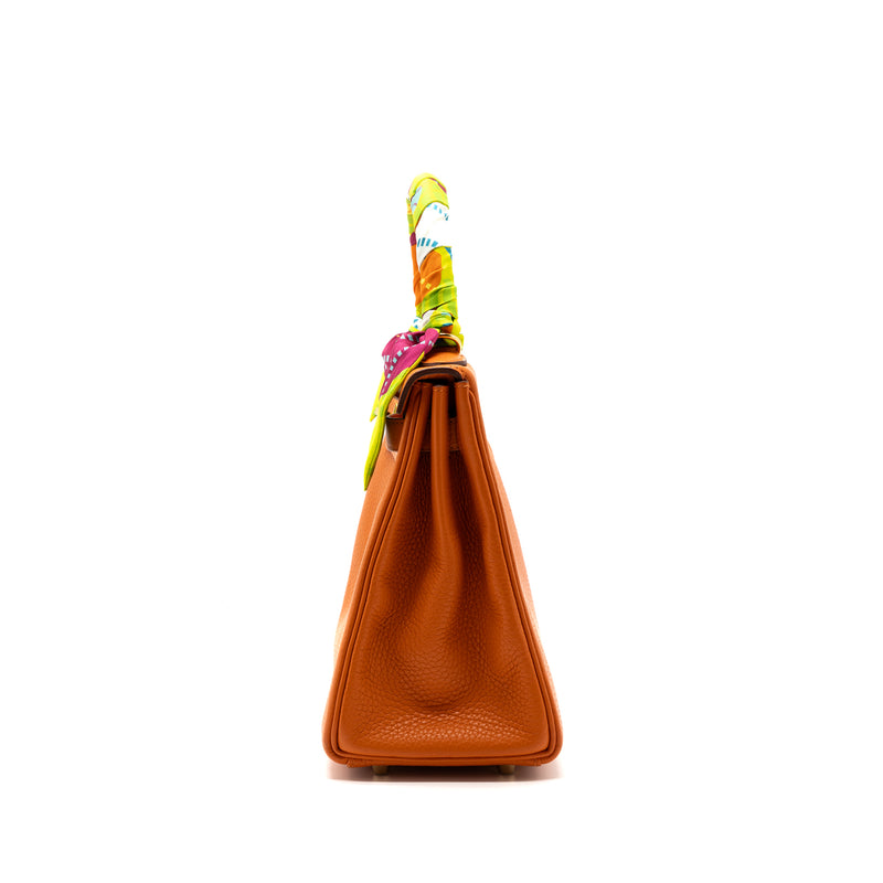 Hermes kelly 28 clemence leather 93 orange GHW stamp X