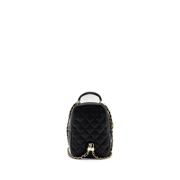 Chanel 24C mini backpack / crossbody bag caviar black LGHW (microchip)