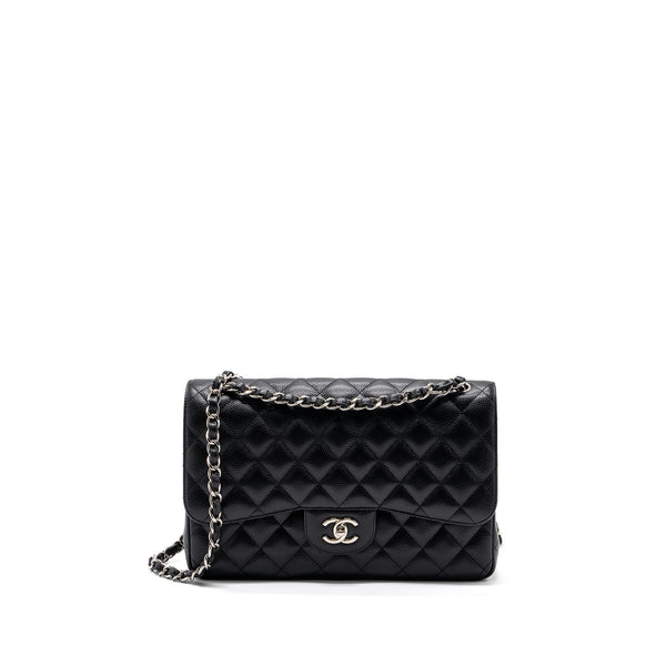 CHANEL JUMBO CLASSIC DOUBLE FLAP Caviar BLACK SHW