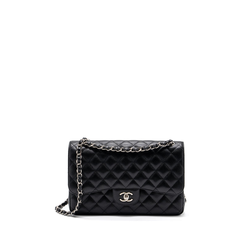 CHANEL JUMBO CLASSIC DOUBLE FLAP Caviar BLACK SHW