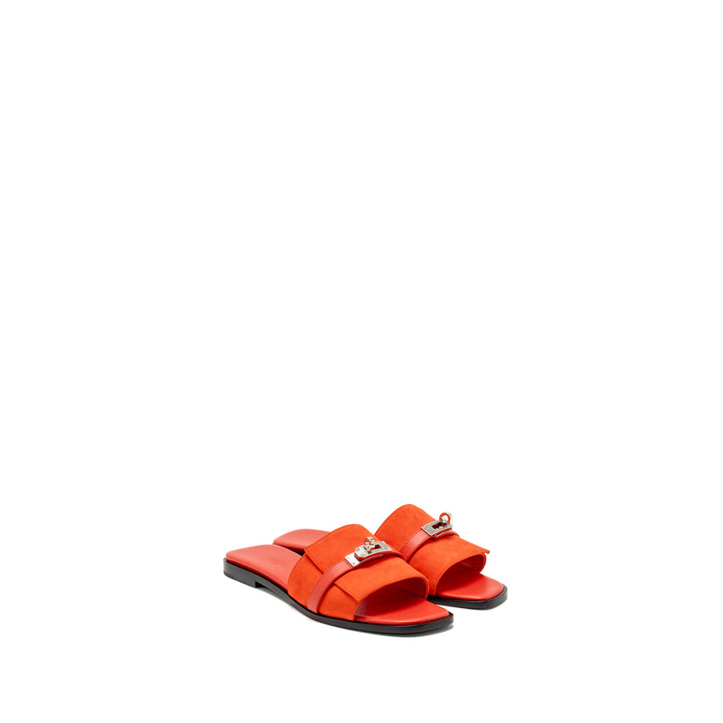 Hermes Size 39 Giulia Sandals Leather Red SHW