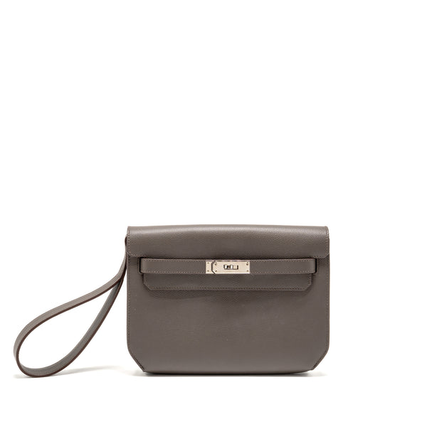Hermes Pochette Kelly Depeches 25 Evercolor gris Etain SHW stamp Z