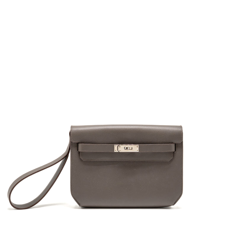 Hermes Pochette Kelly Depeches 25 Evercolor gris Etain SHW stamp Z