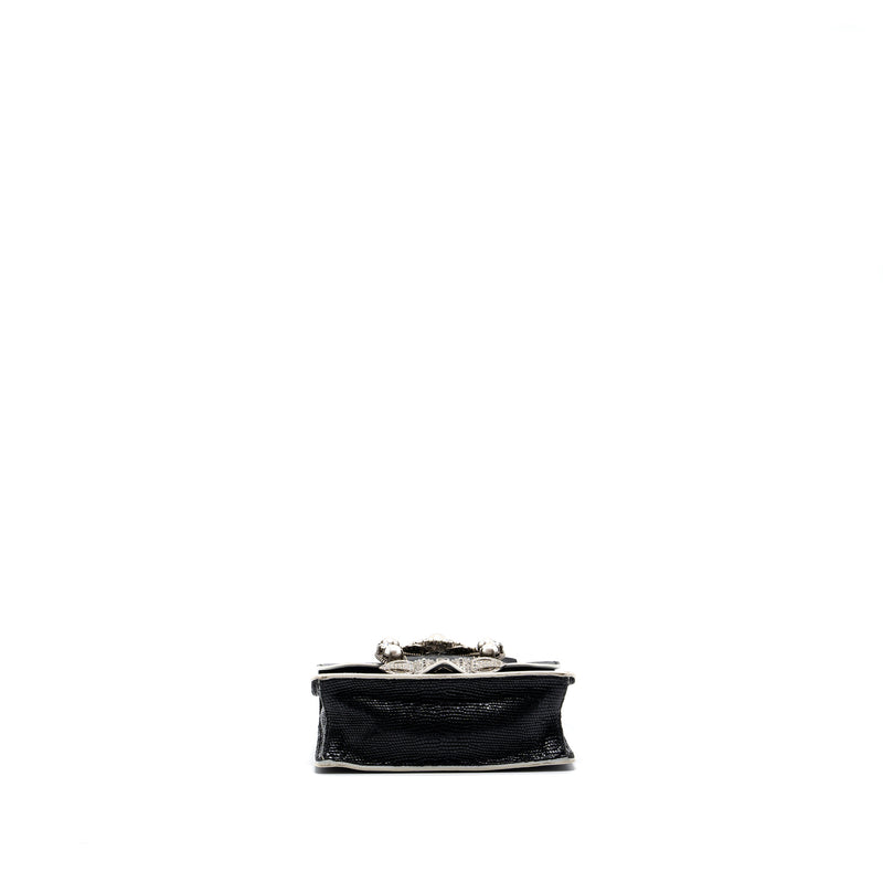 Miu Miu St.Lucertola Embossed Leather Black SHW