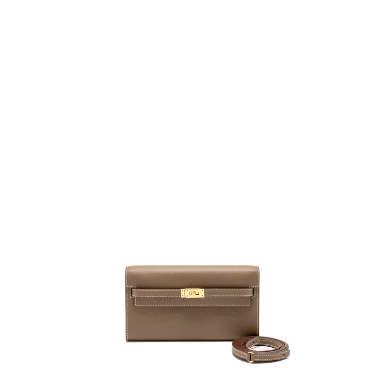 Hermes kelly to go Evercolor Etoupe GHW stamp W