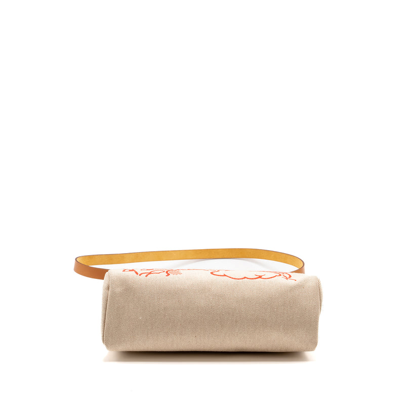 Hermes Herbag Zip 31 Pegase Pop Canvas/Hunter Capucine/Ecru-Beige/Nature SHW Stamp Z