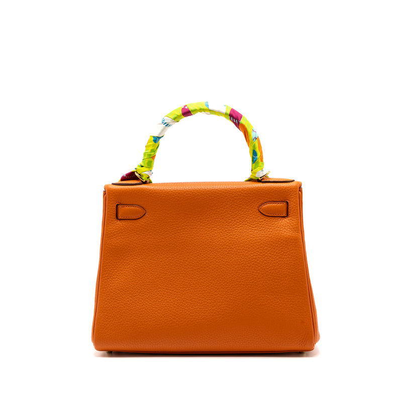 Hermes kelly 28 clemence leather 93 orange GHW stamp X