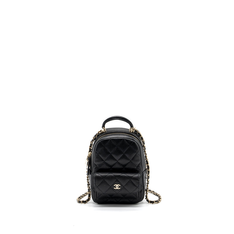 chanel mini backpack black Chanel 24C mini backpack / crossbody bag caviar black LGHW (microchip)