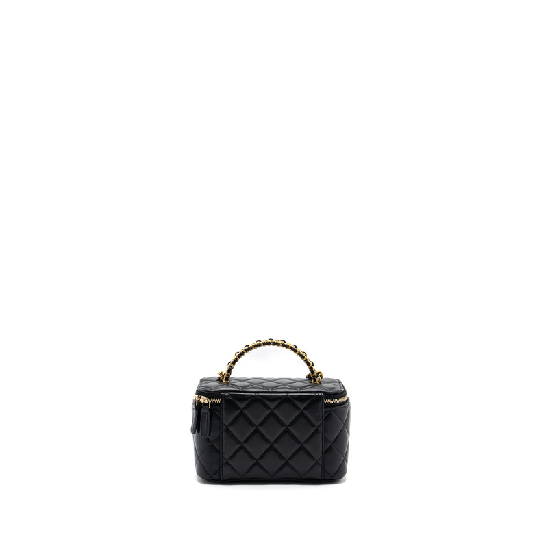 Chanel Top Handle Long Vanity Lambskin Black GHW (microchip)