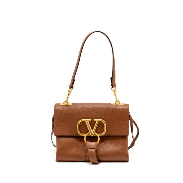 Valentino VRing Small Shoulder Bag Calfskin Brown GHW