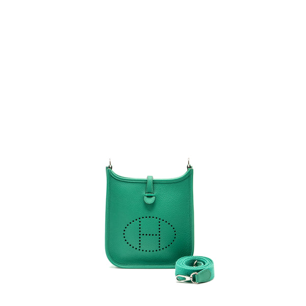Hermes Mini Evelyne Taurillon Maurice vert jade SHW stamp U