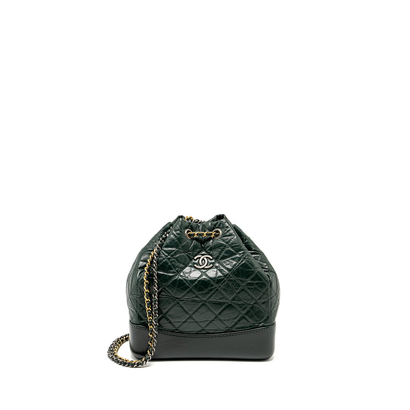 Chanel Small Gabrielle backpack aged calfskin dark green multicolor ha