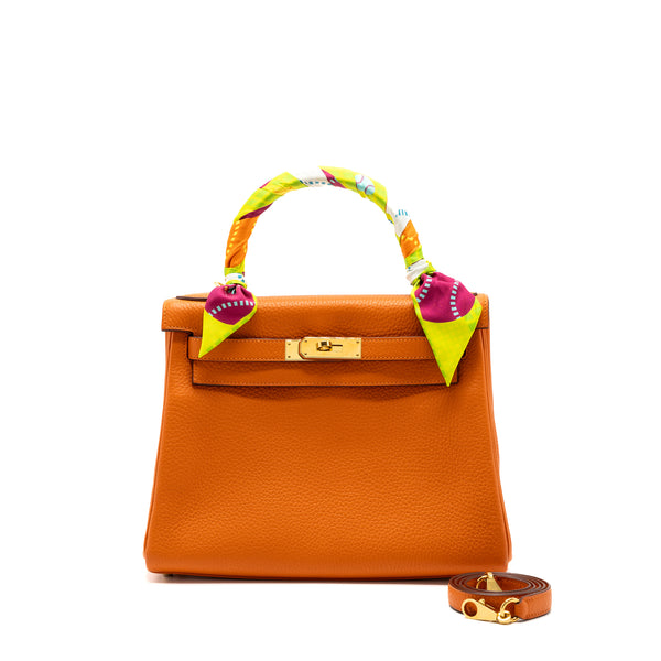 Hermes kelly 28 clemence leather 93 orange GHW stamp X