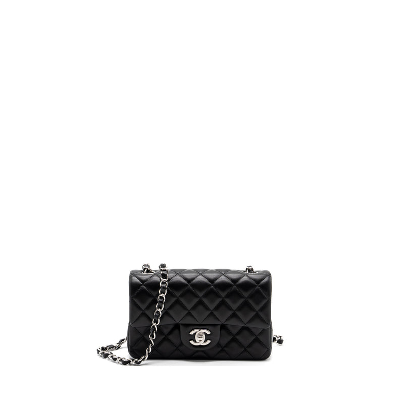 Chanel mini rectangular flap bag lambskin black SHW (microchip)