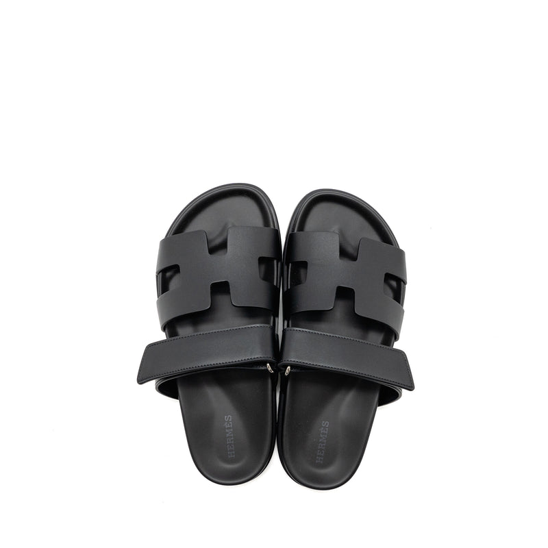 Hermes Size 37 Chypre Sandal Calfskin Black