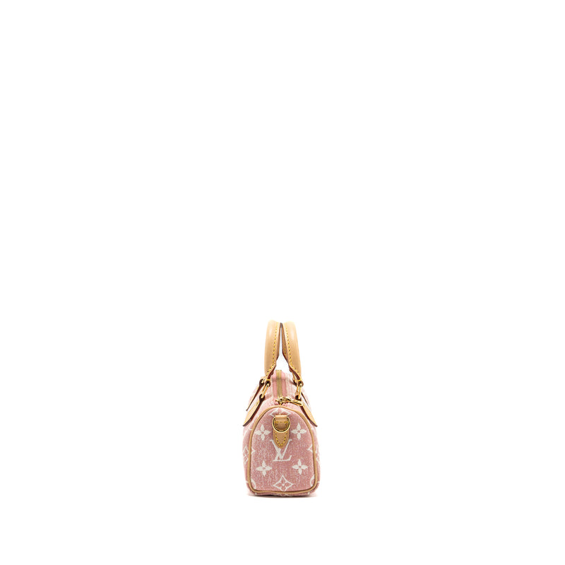 Louis Vuitton Nano Speedy Monogram Jacquard Denim Pink GHW