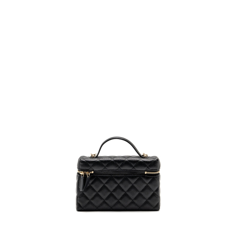 Chanel Top Handle vanity with chain caviar black LGHW (microchip)