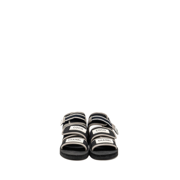 Chanel Size 36 Jersey Coco Strap Sandals Black/White