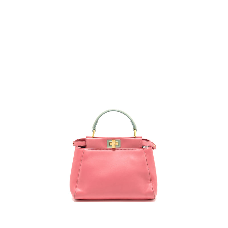 Fendi Colourblock Mini Peekaboo Nappa Leather Rosa Fluo/Oxigen Slate GHW