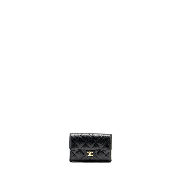 Chanel Classic Flap card holder caviar Black GHW (Microchip)