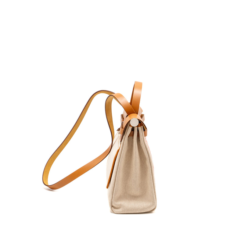 Hermes Herbag Zip 31 Pegase Pop Canvas/Hunter Capucine/Ecru-Beige/Nature SHW Stamp Z