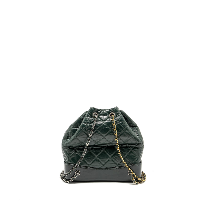 Chanel Small Gabrielle backpack aged calfskin dark green multicolor hardware