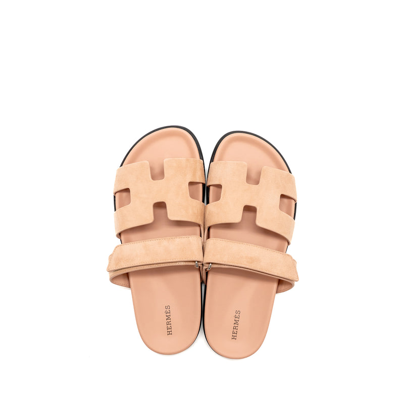 Hermes Size 40 Femme Chypre Sandals Chevre Goatskin/Suede Nude