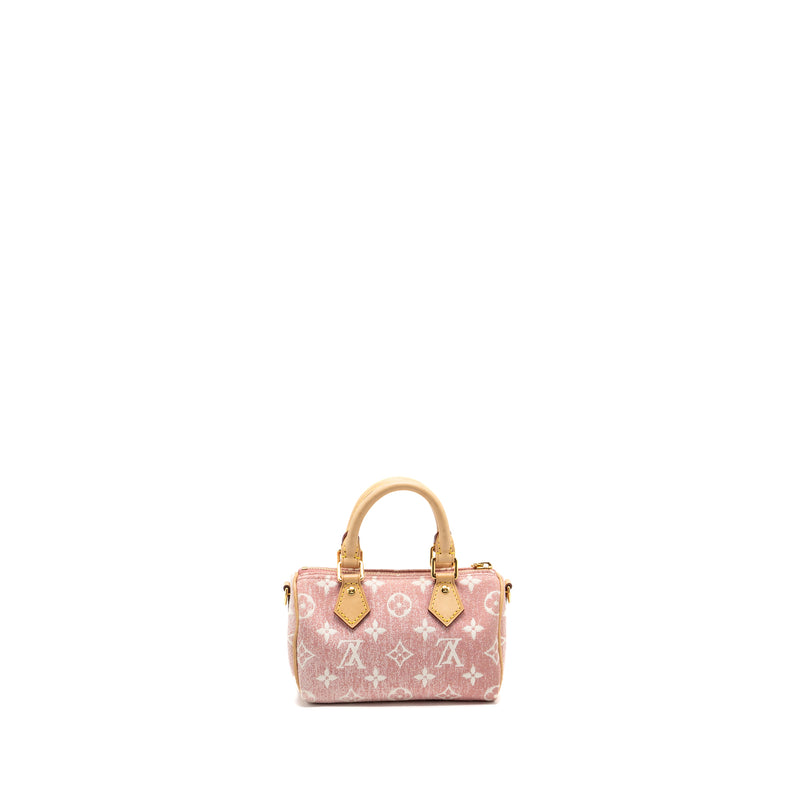 Louis Vuitton Nano Speedy Monogram Jacquard Denim Pink GHW