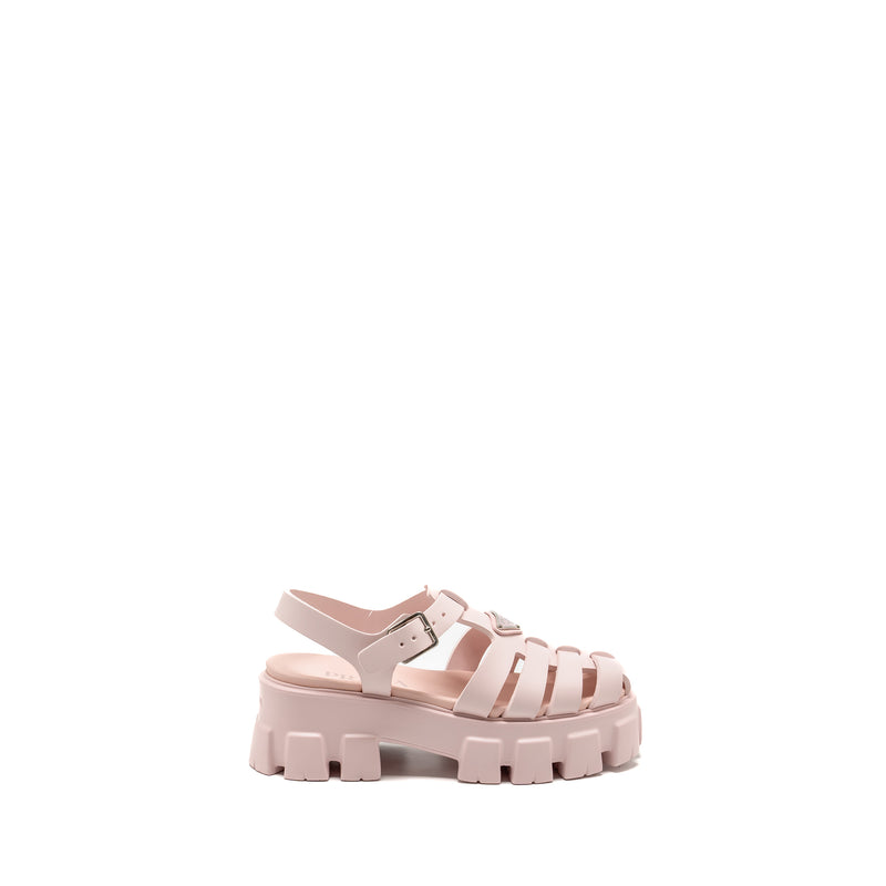 Prada Size 38 Rubber Monolith Logo Patch Sandals Pink