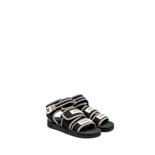 Chanel Size 36 Jersey Coco Strap Sandals Black/White