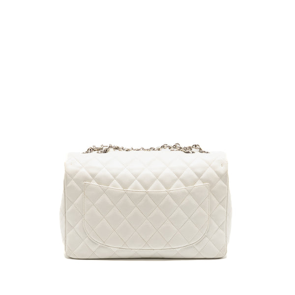 Chanel Jumbo Classic Single Flap Bag Caviar White SHW