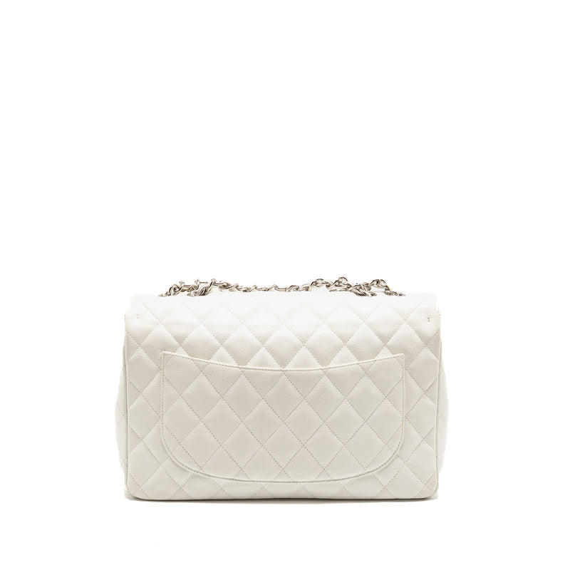 Chanel Jumbo Classic Single Flap Bag Caviar White SHW