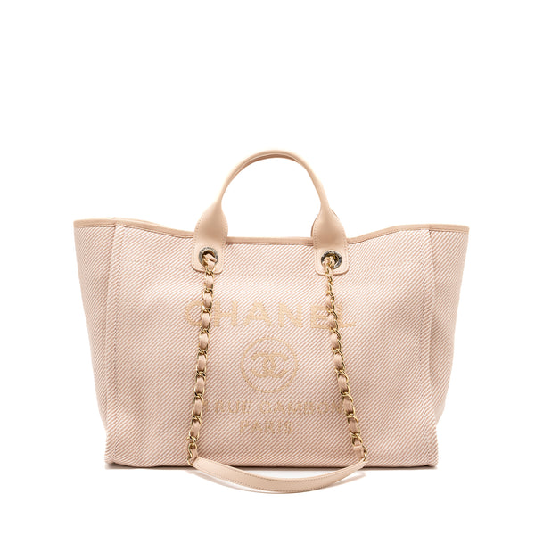 Chanel Deauville Tote Bag Canvas Light Pink LGHW