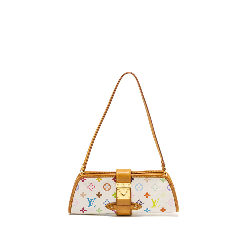 Louis Vuitton Vintage Shirley Clutch Multicolour Monogram Canvas White GHW