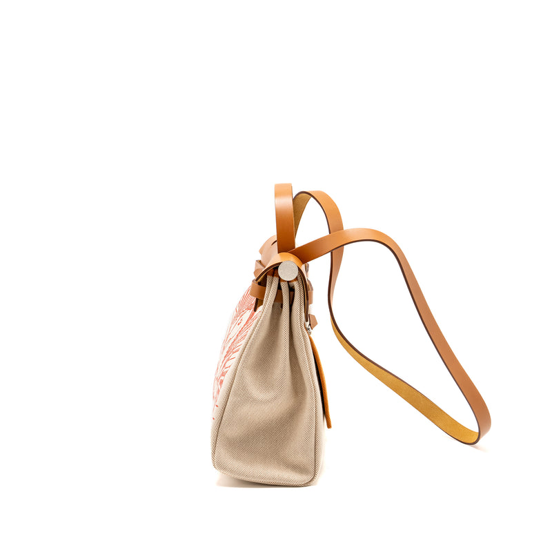Hermes Herbag Zip 31 Pegase Pop Canvas/Hunter Capucine/Ecru-Beige/Nature SHW Stamp Z