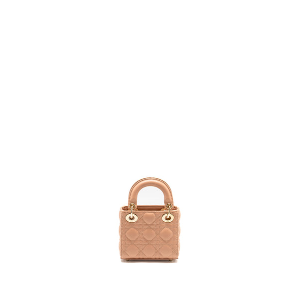 Dior Lady Dior Micro Bag Cannage Lambskin Rose Des Vents LGHW