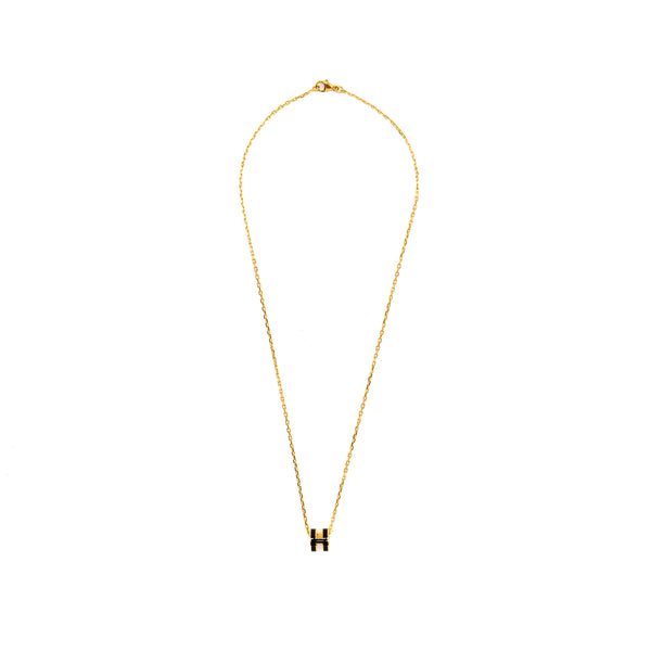 Hermes Mini Pop H Pendant Black GHW