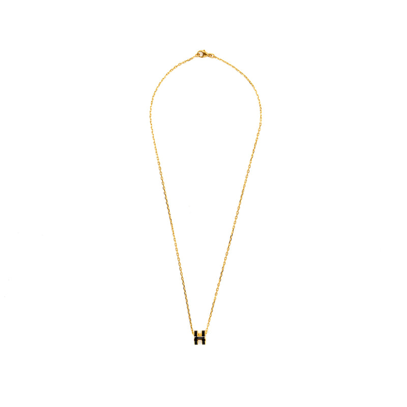 Hermes Mini Pop H Pendant Black GHW