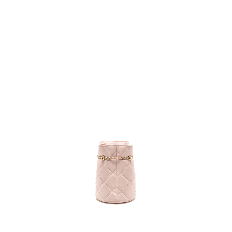 Chanel Mini Drawstring Bucket Bag Lambskin Pink LGHW