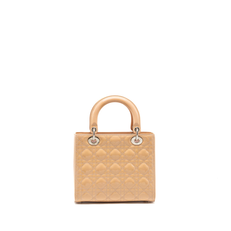 Dior Medium Lady Dior patent light pink SHW