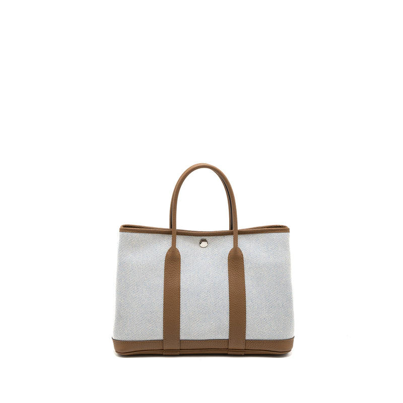 Hermes Garden Party 30 Negonda/Canvas Bleu Bill/Alezan SHW Stamp U