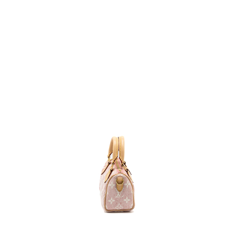 Louis Vuitton Nano Speedy Monogram Jacquard Denim Pink GHW