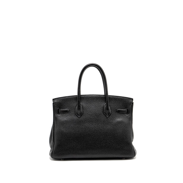 Hermes Birkin 30 Clemence Black SHW Stamp Square L