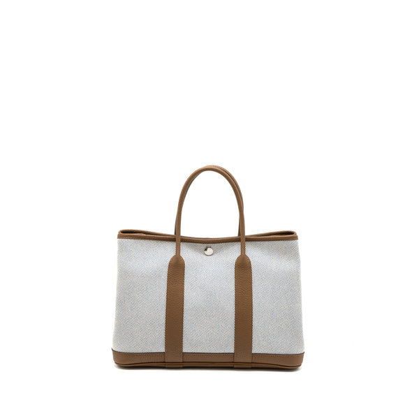 Hermes Garden Party 30 Negonda/Canvas Bleu Bill/Alezan SHW Stamp U