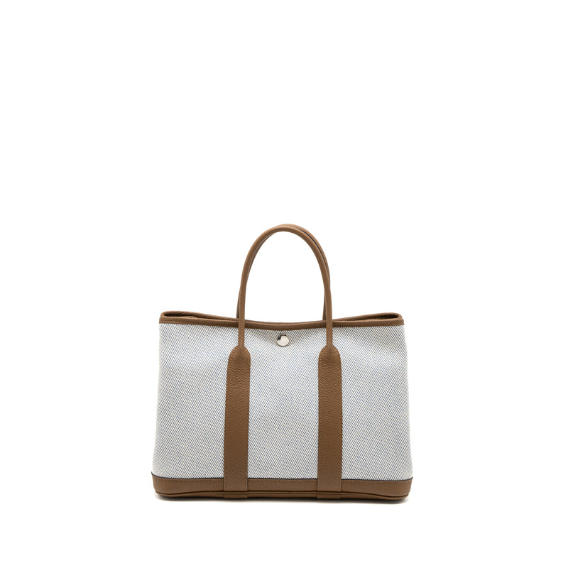Hermes Garden Party 30 Negonda/Canvas Bleu Bill/Alezan SHW Stamp U