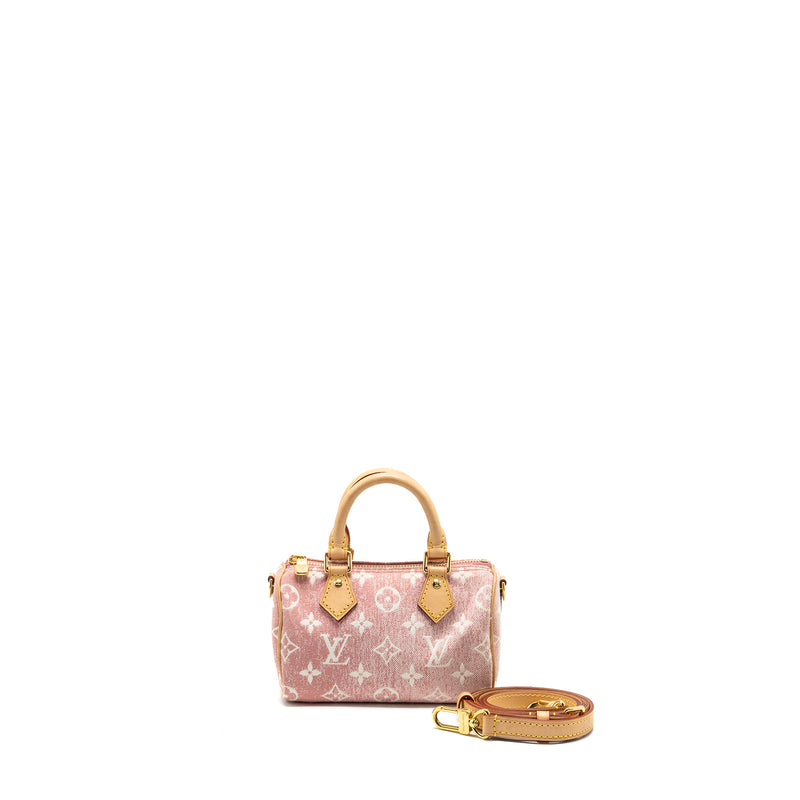 Louis Vuitton Nano Speedy Monogram Jacquard Denim Pink GHW