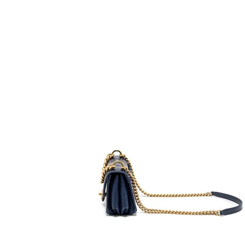 Chanel Quilted flap bag with chain handle calfskin dark blue GHW