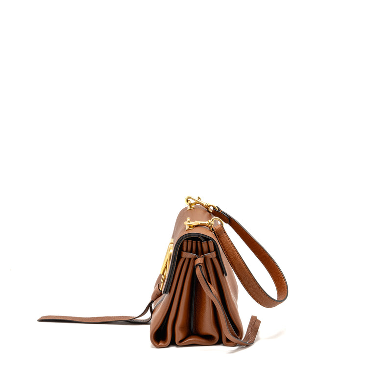 Valentino VRing Small Shoulder Bag Calfskin Brown GHW