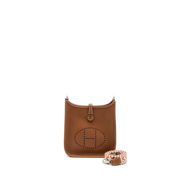Hermes Mini Evelyne Clemence Gold/Cornaline-Blanc SHW Stamp Y