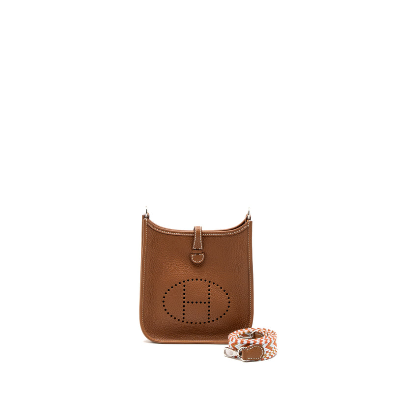 Hermes Mini Evelyne Clemence Gold/Cornaline-Blanc SHW Stamp Y